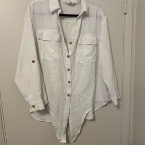 White Button-Up Shirt Tie Shirt